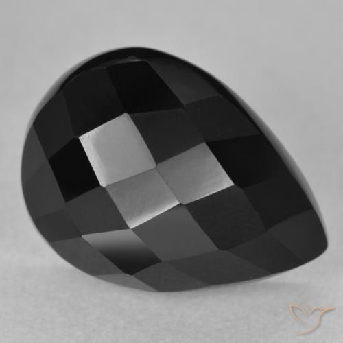 Ónix Negro natural de 10.10 ct, En forma de pera, Opaco