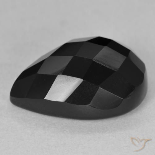 Ónix Negro natural de 10.10 ct, En forma de pera, Opaco