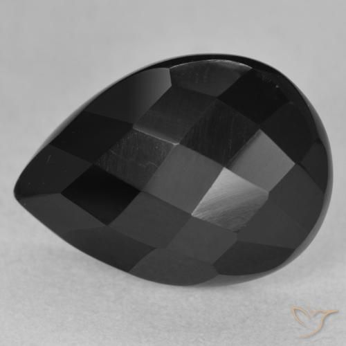Ónix Negro natural de 8.11 ct, En forma de pera, Opaco