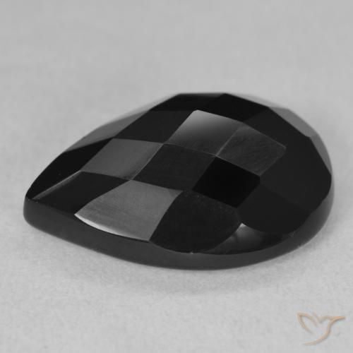 Ónix Negro natural de 8.11 ct, En forma de pera, Opaco