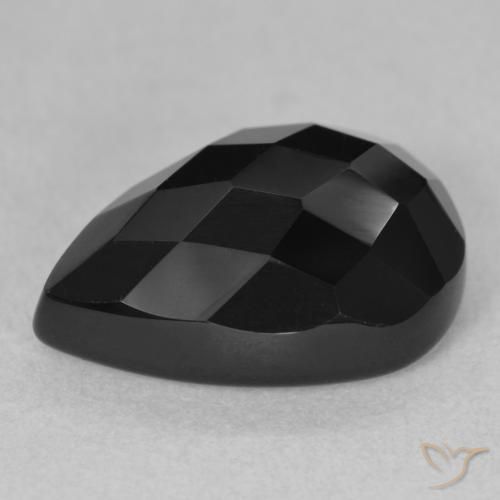 Ónix Negro natural de 9.82 ct, En forma de pera, Opaco
