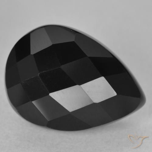 Ónix Negro natural de 10.32 ct, En forma de pera, Opaco