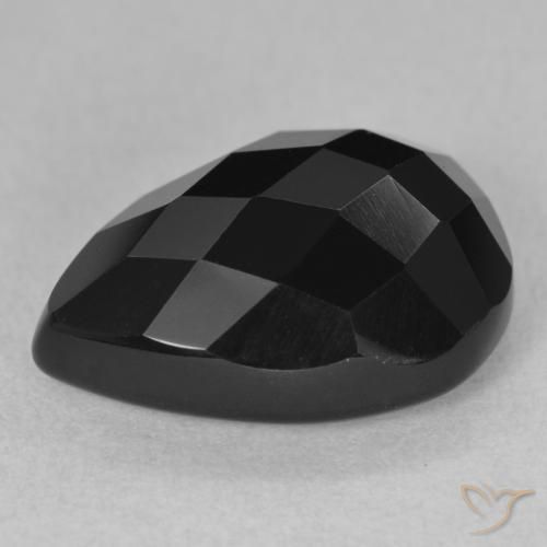 Ónix Negro natural de 10.32 ct, En forma de pera, Opaco
