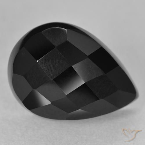 Ónix Negro natural de 10.05 ct, En forma de pera, Opaco