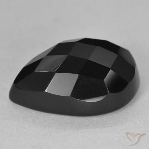 Ónix Negro natural de 10.05 ct, En forma de pera, Opaco