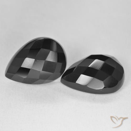 Gemas de Ónix Negro natural de 19.62 ct, En forma de pera, Opaco