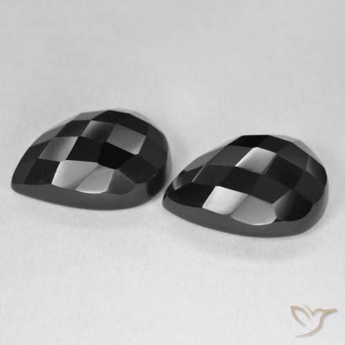 Gemas de Ónix Negro natural de 19.62 ct, En forma de pera, Opaco