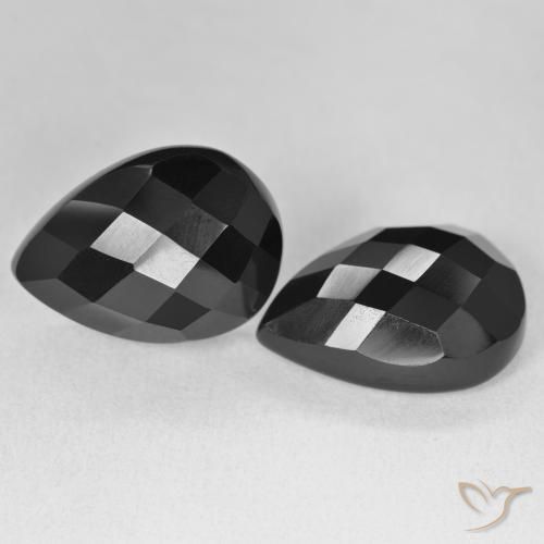 Gemas de Ónix Negro natural de 20.57 ct, En forma de pera, Opaco