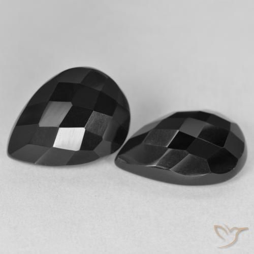 Gemas de Ónix Negro natural de 17.51 ct, En forma de pera, Opaco
