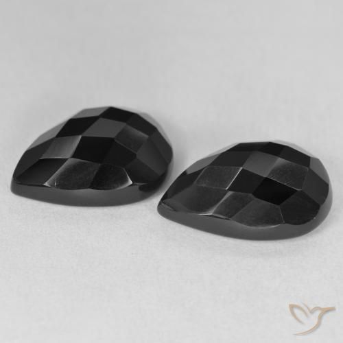 Gemas de Ónix Negro natural de 17.51 ct, En forma de pera, Opaco