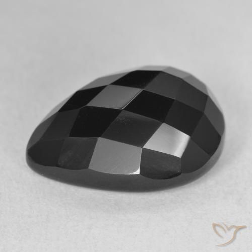 Ónix Negro natural de 12.67 ct, En forma de pera, Opaco