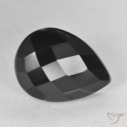 Ónix Negro natural de 5.80 ct, En forma de pera, Opaco