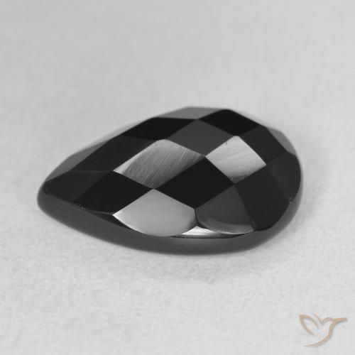 Ónix Negro natural de 5.80 ct, En forma de pera, Opaco