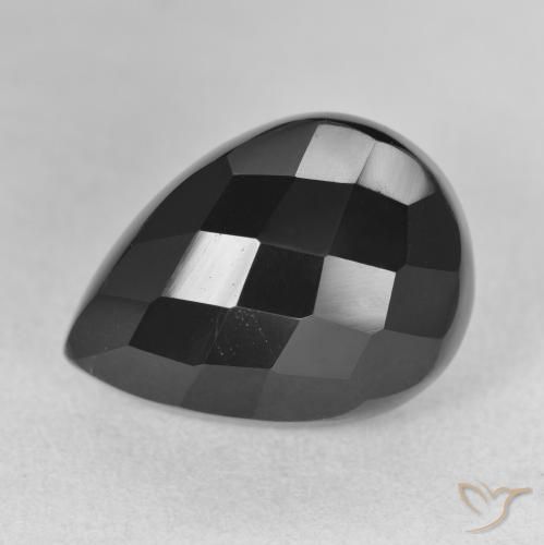 Ónix Negro natural de 10.59 ct, En forma de pera, Opaco