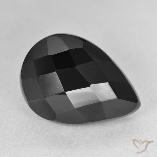 Ónix Negro natural de 9.50 ct, En forma de pera, Opaco