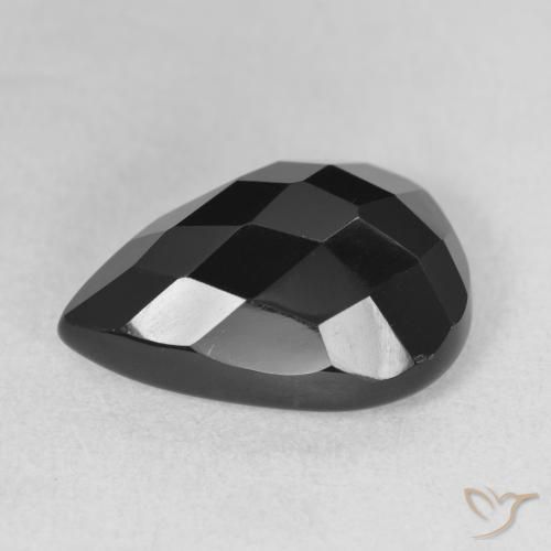 Ónix Negro natural de 9.35 ct, En forma de pera, Opaco