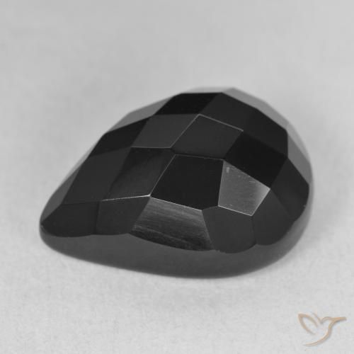 Ónix Negro natural de 13.39 ct, En forma de pera, Opaco