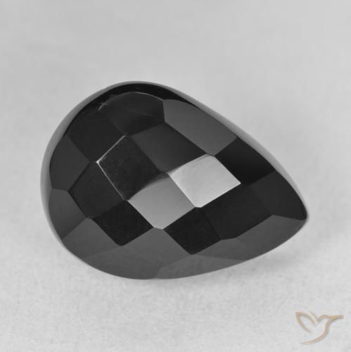 Ónix Negro natural de 10.00 ct, En forma de pera, Opaco