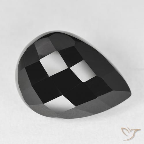 Ónix Negro natural de 10.51 ct, En forma de pera, Opaco