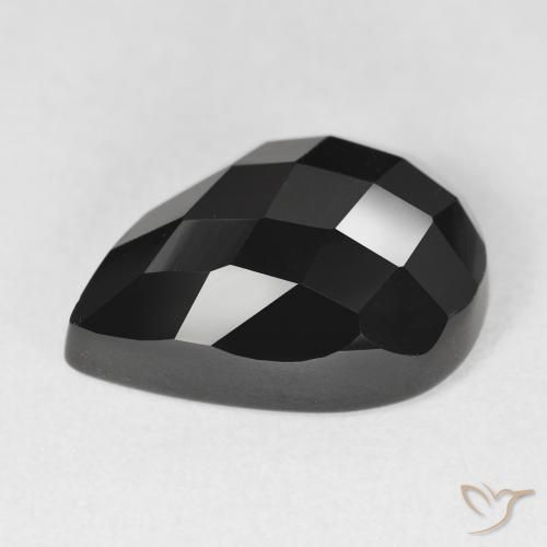 Ónix Negro natural de 10.51 ct, En forma de pera, Opaco