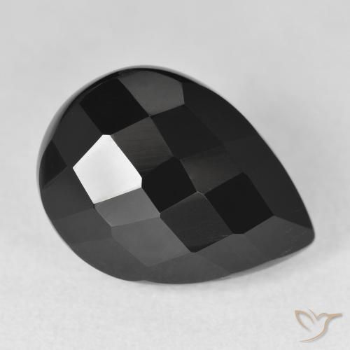 Ónix Negro natural de 10.08 ct, En forma de pera, Opaco
