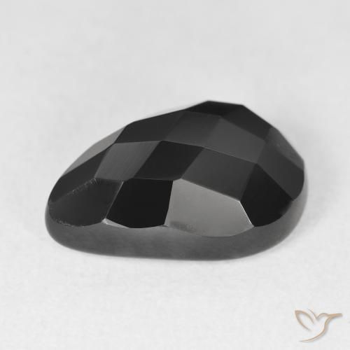 Ónix Negro natural de 8.51 ct, En forma de pera, Opaco