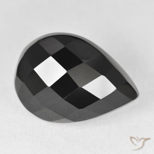 Ónix Negro natural de 10.14 ct, En forma de pera, Opaco