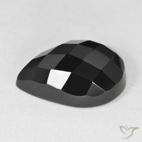 Ónix Negro natural de 10.14 ct, En forma de pera, Opaco