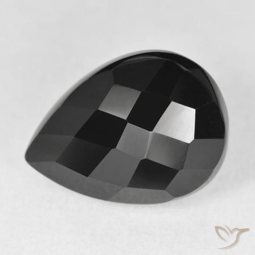 Ónix Negro natural de 10.04 ct, En forma de pera, Opaco