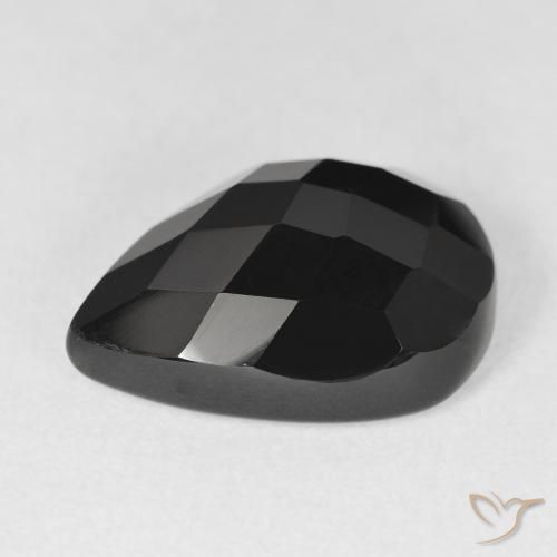 Ónix Negro natural de 10.04 ct, En forma de pera, Opaco