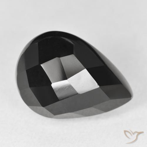 Ónix Negro natural de 10.99 ct, En forma de pera, Opaco