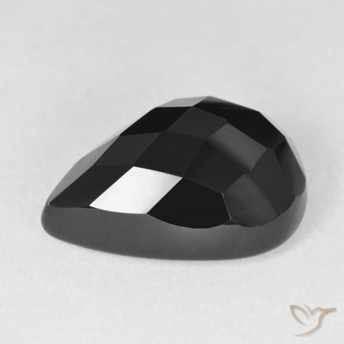 Ónix Negro natural de 10.99 ct, En forma de pera, Opaco