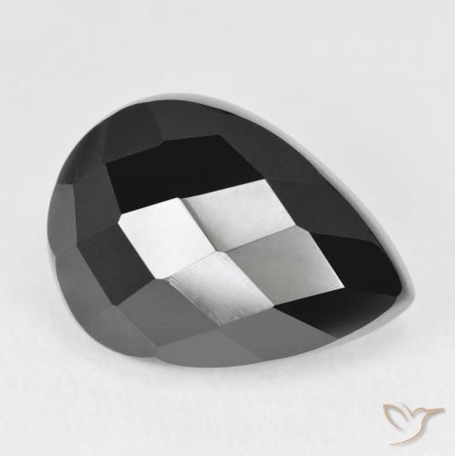 Ónix Negro natural de 10.51 ct, En forma de pera, Opaco