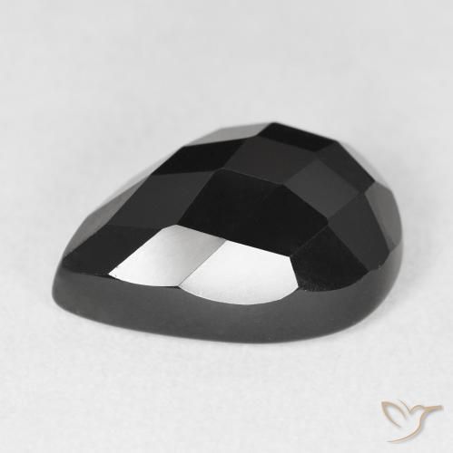 Ónix Negro natural de 10.51 ct, En forma de pera, Opaco