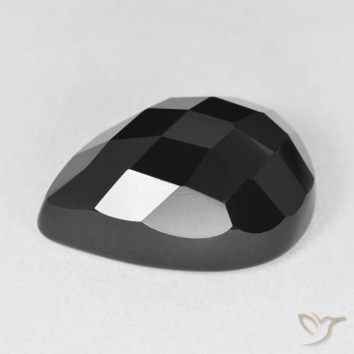 Ónix Negro natural de 11.28 ct, En forma de pera, Opaco