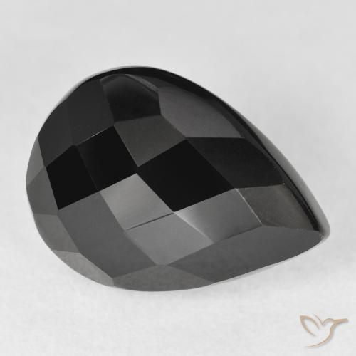 Ónix Negro natural de 9.38 ct, En forma de pera, Opaco