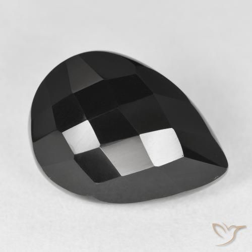 Ónix Negro natural de 10.50 ct, En forma de pera, Opaco