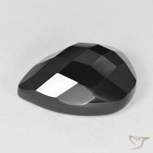 Ónix Negro natural de 10.50 ct, En forma de pera, Opaco