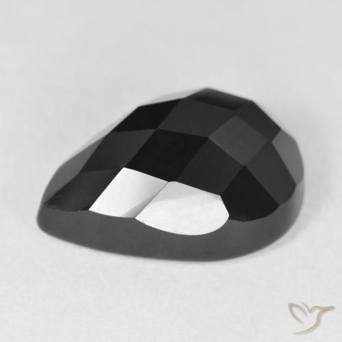 Ónix Negro natural de 11.38 ct, En forma de pera, Opaco