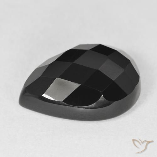 Ónix Negro natural de 10.38 ct, En forma de pera, Opaco