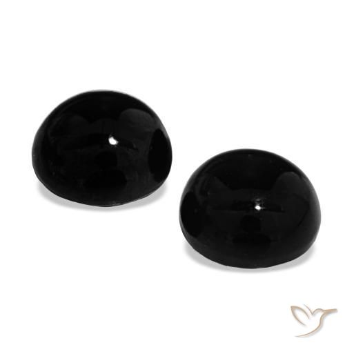 Gemas de Ónix Negro natural de 1.70 ct, Corte Redondo, Opaco