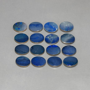 Gemas de doblete de ópalo azul natural de 12,71 ct, corte óvalo, opaco