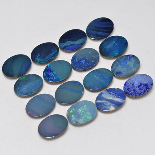 Gemas de doblete de ópalo multicolor natural de 11,31 ct, corte óvalo, opaco
