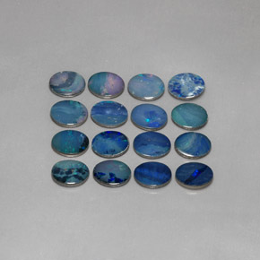 Gemas de doblete de ópalo multicolor natural de  ct, corte óvalo, opaco