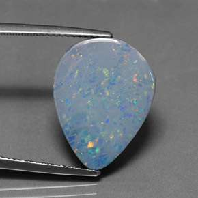 Doblete de ópalo multicolor natural de 9,47 ct, en forma de pera, opaco