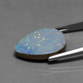 Doblete de ópalo multicolor natural de 9,47 ct, en forma de pera, opaco