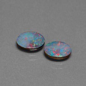 Gemas de doblete de ópalo multicolor natural de  ct, corte óvalo, opaco