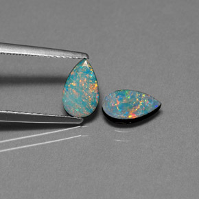 Gemas de doblete de ópalo multicolor natural de  ct, en forma de pera, opaco