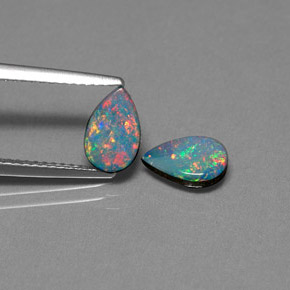 Gemas de doblete de ópalo multicolor natural de  ct, en forma de pera, opaco