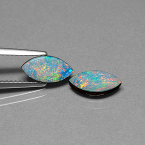 Gemas de doblete de ópalo multicolor natural de  ct, marquesa, opaco
